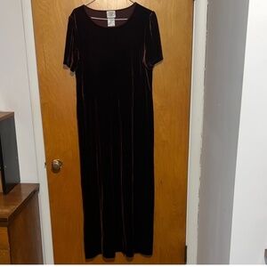 Elegant Laura Ashley Burgundy Velvet Maxi Dress